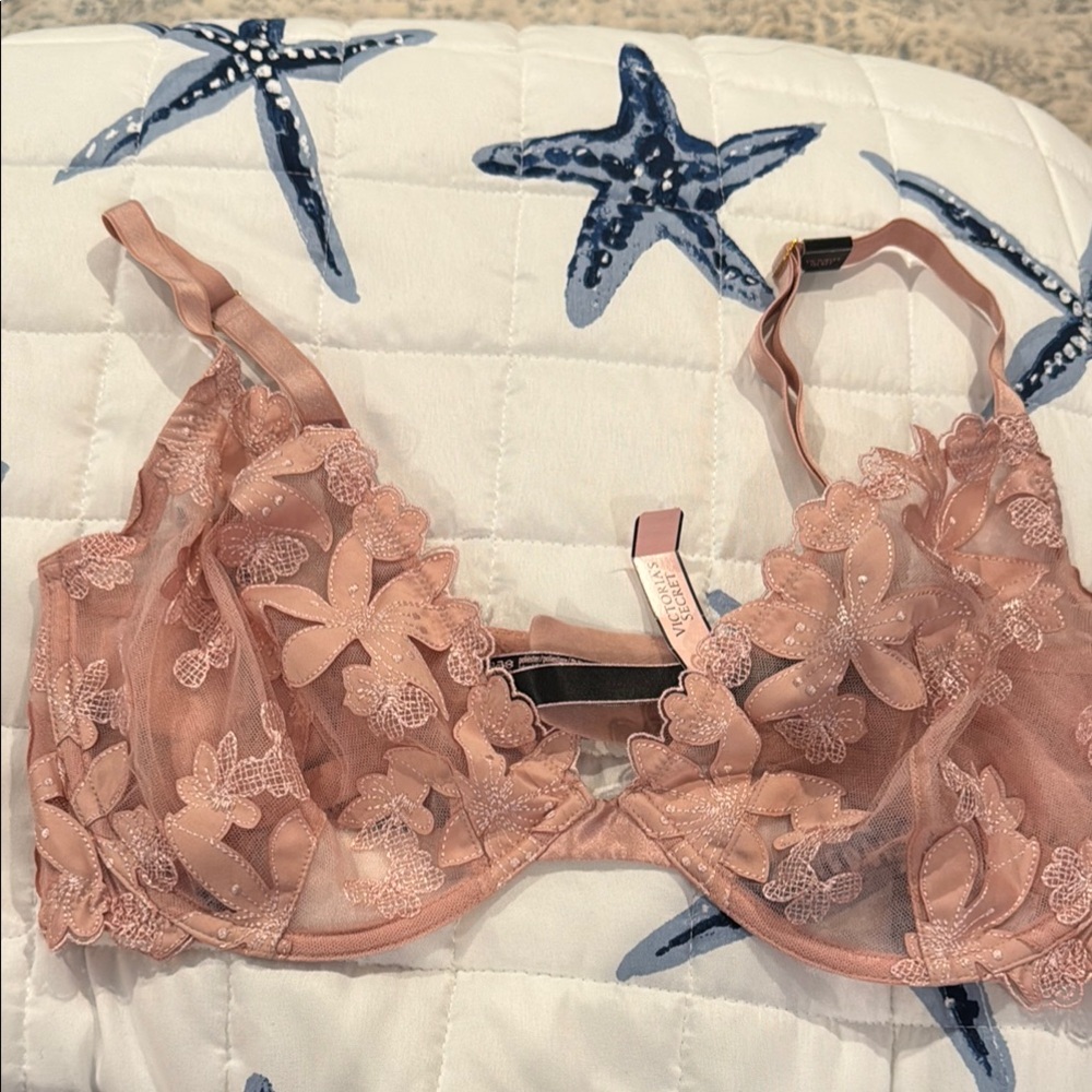 Victoria's Secret Floral Lace Bra in Blush